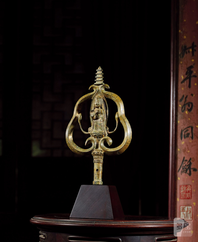 明·铜鎏金禅杖头